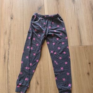 PixieLane Gray Star Print Jogger Pants with Pink Stars